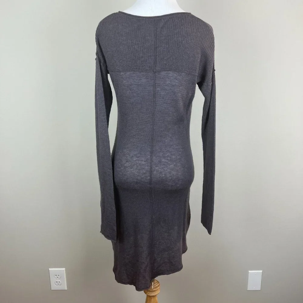 My Tribe Tunic Sweater Womens Small Gray Alpaca Wool Asymmetrical Long‎ Sleeve